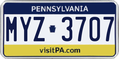 PA license plate MYZ3707