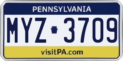 PA license plate MYZ3709