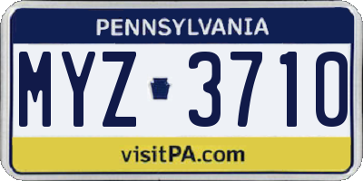 PA license plate MYZ3710