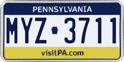 PA license plate MYZ3711
