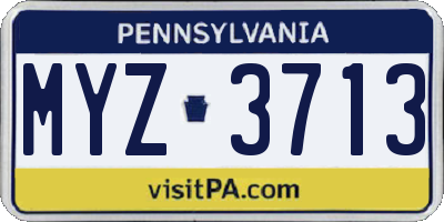PA license plate MYZ3713