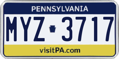 PA license plate MYZ3717
