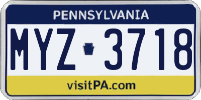 PA license plate MYZ3718