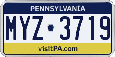 PA license plate MYZ3719
