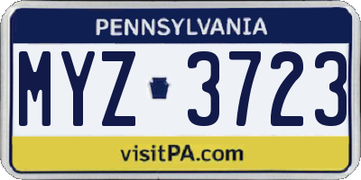 PA license plate MYZ3723