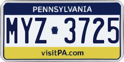 PA license plate MYZ3725