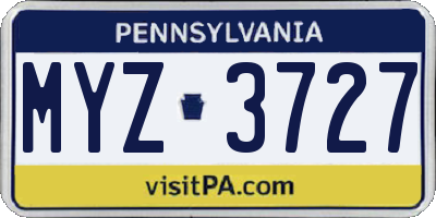 PA license plate MYZ3727
