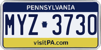 PA license plate MYZ3730