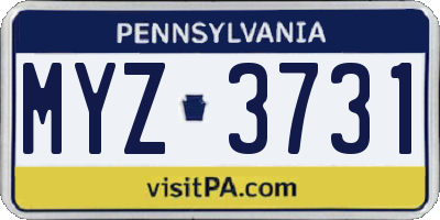 PA license plate MYZ3731
