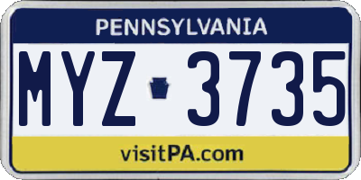 PA license plate MYZ3735