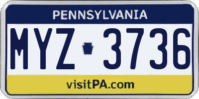 PA license plate MYZ3736