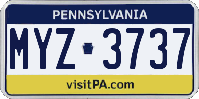PA license plate MYZ3737