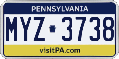 PA license plate MYZ3738