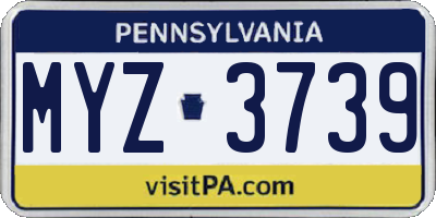 PA license plate MYZ3739