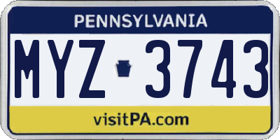 PA license plate MYZ3743