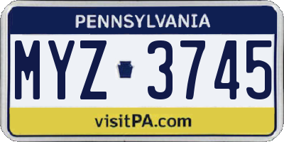 PA license plate MYZ3745