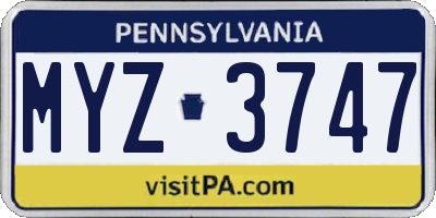 PA license plate MYZ3747