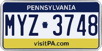 PA license plate MYZ3748