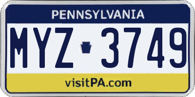 PA license plate MYZ3749