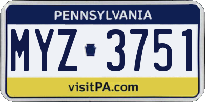 PA license plate MYZ3751
