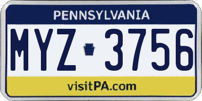 PA license plate MYZ3756