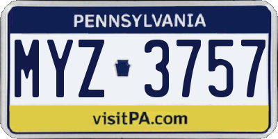 PA license plate MYZ3757