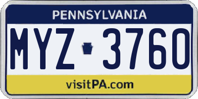PA license plate MYZ3760