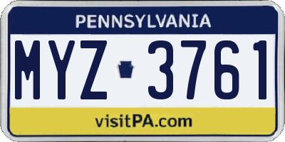 PA license plate MYZ3761