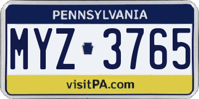 PA license plate MYZ3765