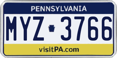 PA license plate MYZ3766