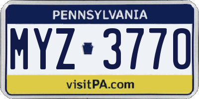 PA license plate MYZ3770