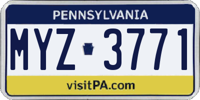 PA license plate MYZ3771