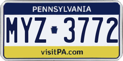 PA license plate MYZ3772