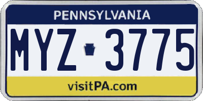 PA license plate MYZ3775