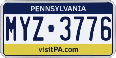 PA license plate MYZ3776