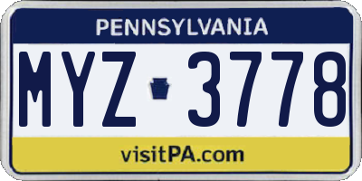 PA license plate MYZ3778