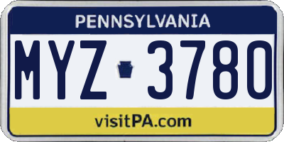 PA license plate MYZ3780