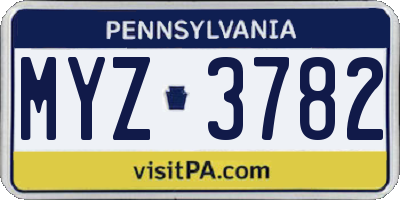 PA license plate MYZ3782