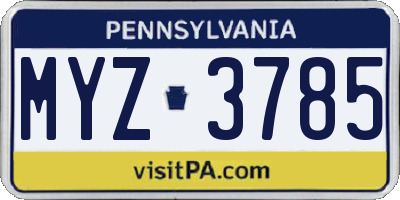 PA license plate MYZ3785