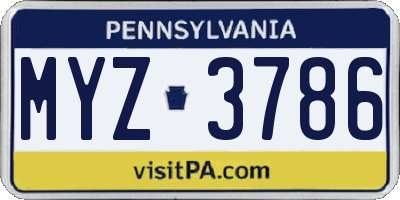PA license plate MYZ3786