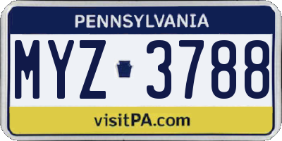 PA license plate MYZ3788