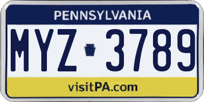 PA license plate MYZ3789