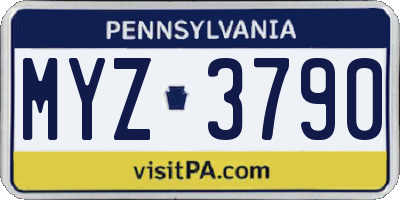 PA license plate MYZ3790