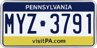 PA license plate MYZ3791