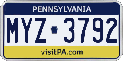 PA license plate MYZ3792