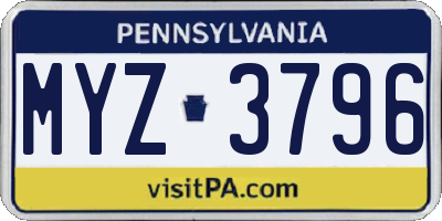 PA license plate MYZ3796