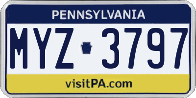 PA license plate MYZ3797