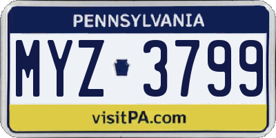 PA license plate MYZ3799