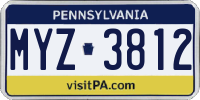PA license plate MYZ3812