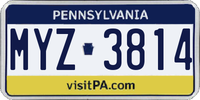 PA license plate MYZ3814
